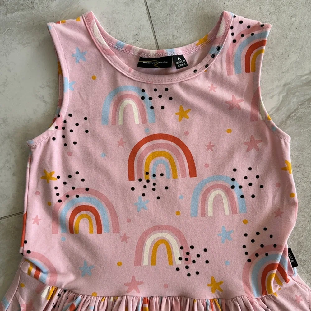 Rock Your Kid Sunshine & Rainbows Drop Waist Dress